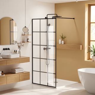 Sunvega Framed Glass Shower Screen with Silk-Printed Tempered Glass and Rust-Proof Aluminum Frame