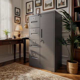 Sunvega 5 Drawer Metal Vertical File Cabinet with Lock on Wheels for Home Office