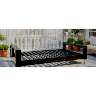 Sunvega Twin Size Acacia Wood Porch Swing Bed with Hemp Ropes for Garden