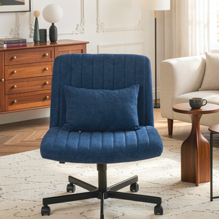 Sunvega Adjustable Ergonomic Armless Office Chair with Plush Linen Upholstery