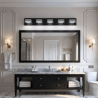 Sunvega Modern 7-Light LED Vanity Fixture with Square Acrylic Lampshades for Bathroom