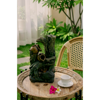 Sunvega 4-Tier Cascading Water Fountain with LED Light for Indoor or Outdoor