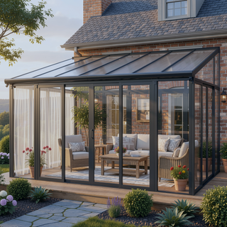 Sunvega All Season Sunroom with Aluminum Frame Polycarbonate Roof and Transparent PC Walls