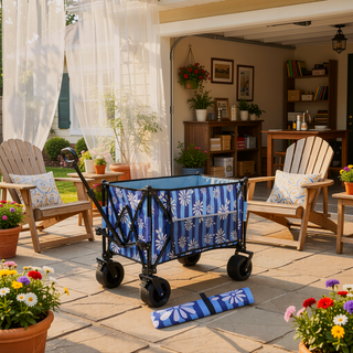 Sunvega Heavy-Duty 480lbs Folding Wagon Cart with Picnic Mat and All-Terrain Wheels