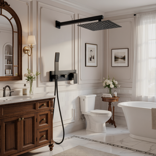 Sunvega Luxury Rain Mixer Combo Set with Rainfall Shower Head and Handheld Sprayer