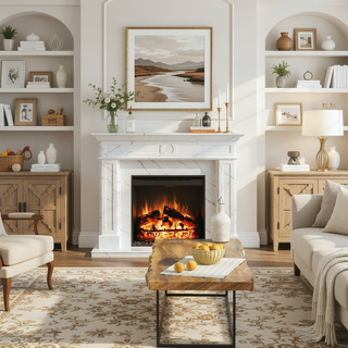 Sunvega Handcrafted Pine Wood Fireplace Mantel Shelf with Distinctive Wood Grain