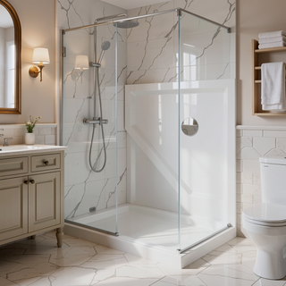 Sunvega 36x36x3.4 Inch White Neo-Angle Corner Shower Base with Center Drain