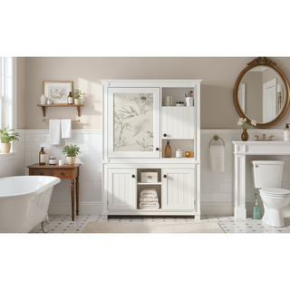 Sunvega Wall Mounted Bathroom Mirror Cabinet with 3 Adjustable Shelves Over Toilet