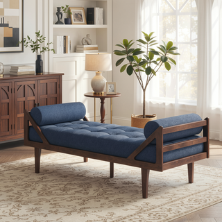 Sunvega Chic Two-Armed Chaise Lounge with Button Tufting and Bentwood Structure