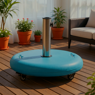 Sunvega Stainless Steel Round Wheelie Umbrella Base for Outdoor Patio Use