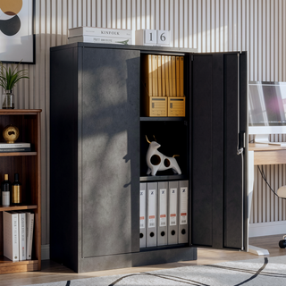 Sunvega Folding Metal Storage Cabinet with Locking Doors and Adjustable Shelf for Home Office
