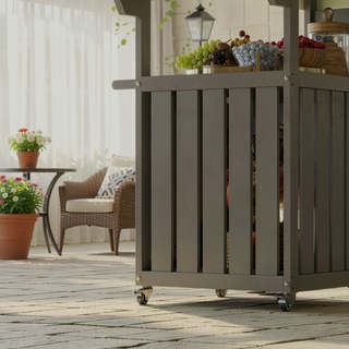 Sunvega Stainless Steel Outdoor Bar Cart with Wheels and Storage for Food Prep