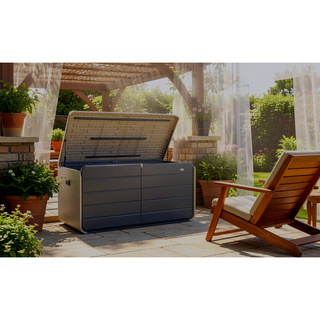 Sunvega 120 Gallon All-Weather Waterproof Lockable Outdoor Metal Storage Box with Wheels