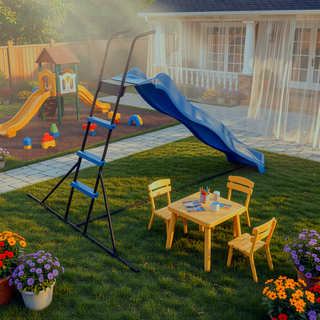 Sunvega Freestanding Kids Plastic Slide Indoor Playground Equipment Blue