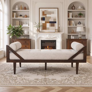 Sunvega Chic Two-Armed Chaise Lounge with Button Tufting and Bentwood Structure