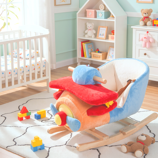 Sunvega ASTM-F963 Certified Spring Rocking Horse with Plush Fabric and Animal Sounds