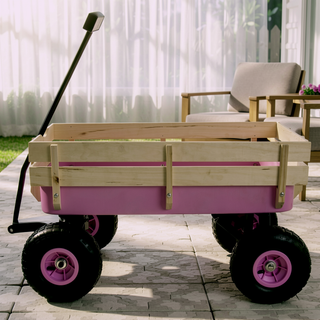 Sunvega Fresh Blue Solid Wood All-Terrain Toy and Garden Tool Cart Trolley