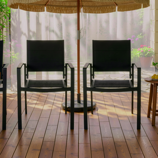 Sunvega Modern Outdoor Dining Chairs with Sleek Aluminum Frame and Weather Resistant Mesh