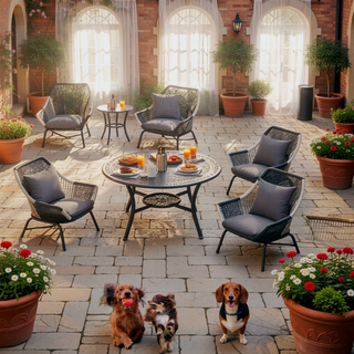 Sunvega Decorative Garden Fence 4 Pack Steel Panels Animal Barrier for Patio
