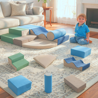 Sunvega Soft Climb and Crawl Foam Playset 6 in 1 with Stairs and Mats