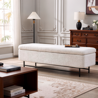 Sunvega Upholstered Storage Bench with Lift Top for Living Room Bedroom