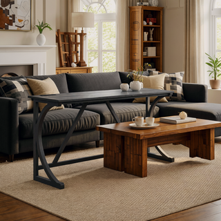 Sunvega Industrial Bar Table and Chairs Set with Power Outlet for Living Room