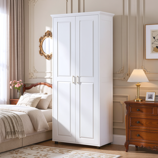 Sunvega White MDF Board Storage Cabinet with Two Doors and Adjustable Shelf