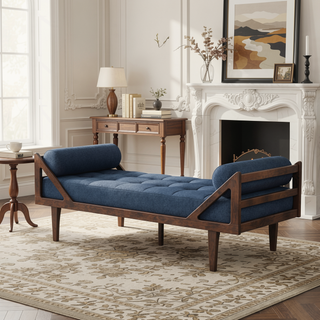 Sunvega Chic Two-Armed Chaise Lounge with Button Tufting and Bentwood Structure