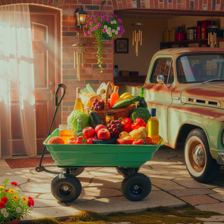 Sunvega Folding Garden Dump Truck with Steel Frame and 10-Inch Pneumatic Tires