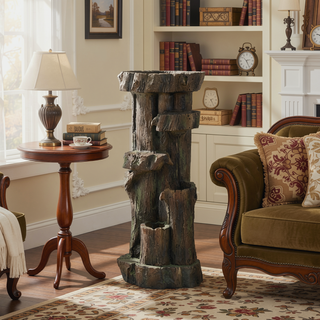 Sunvega Decorative Brown Water Fountain with Otter Design Light and Pump