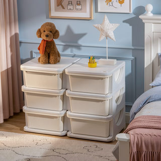 Sunvega 3 Tier Kids Storage Unit with 6 Large Removable Drawer Bins for Bedroom