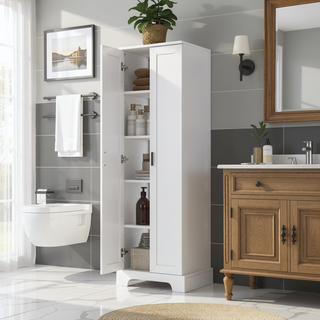 Sunvega Two Door Storage Cabinet with Adjustable Shelf Made of MDF Board for Bathroom