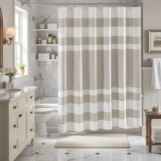 Sunvega Reversible Cotton Bath Rug with Plush Stripes and Textured Massage
