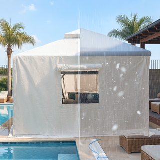Sunvega Universal Winter Gazebo Cover with Sidewalls and Mesh Windows Waterproof