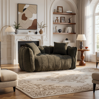 Sunvega Super Soft Chenille Bean Bag Chair with Armrests for Living Room