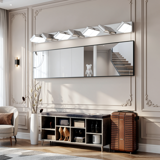 Sunvega Modern Chrome LED Vanity Light with 6 Geometric Lamp Heads for Bathroom Mirror