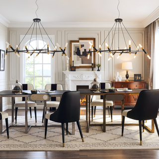 Sunvega Gold Modern Chandelier Light Fixture with Frosted Tubes and Adjustable Height