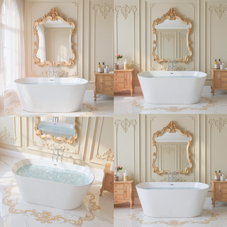 Sunvega 55 Inch Freestanding Acrylic Soaking Bathtub with Superior Insulation and Modern Design