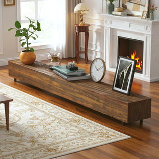 Sunvega Handcrafted Pine Wood Fireplace Mantel Shelf with Distinctive Wood Grain
