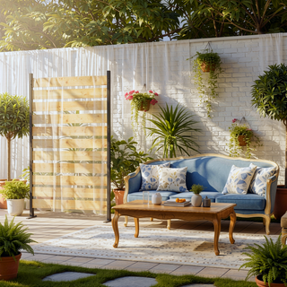 Sunvega Cedar Wood Privacy Screen Panel with Sturdy Aluminum Frame for Outdoor
