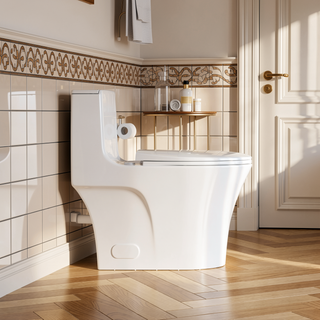 Sunvega Light Grey Elongated One-Piece Toilet with Dual Flush and Soft Closing Seat