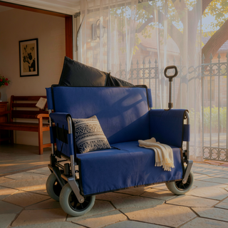 Sunvega 3-in-1 Heavy-Duty Folding Wagon Cart with Bench Seat and Storage