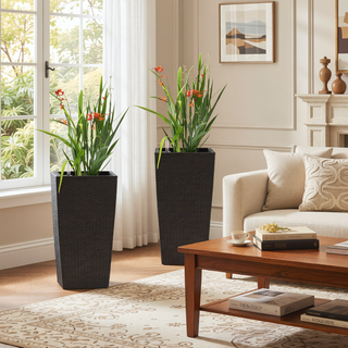 Sunvega 2 Pack Tall 21.7 Inch Crack-Resistant UV-Resistant Matte Planter Box for Indoor Outdoor