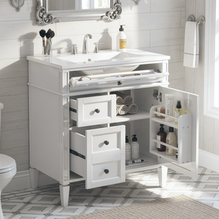 Sunvega Modern Minimalist 30'' Bathroom Vanity with Top Sink and Ample Storage