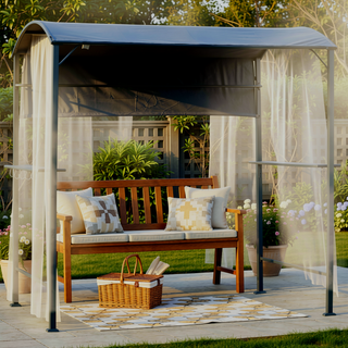 Sunvega Double Roof Grill Gazebo with Weather Resistant Canopy and Storage Shelves