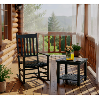 Sunvega Classic Slatted Wooden Rocking Chair with Smooth Curves for Patio