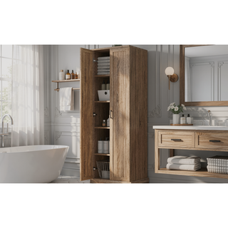 Sunvega Two Door Storage Cabinet with Adjustable Shelf Made of MDF Board for Bathroom