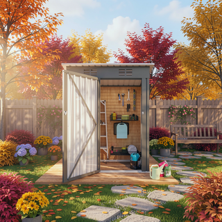 Sunvega 5X3 FT Metal Outdoor Storage Shed with Lockable Door for Garden and Patio
