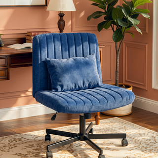 Sunvega Adjustable Ergonomic Armless Office Chair with Plush Linen Upholstery