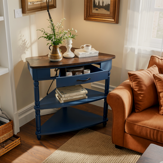 Sunvega Multifunctional 3 Tier Corner Table with Solid Wood Legs for Small Spaces
